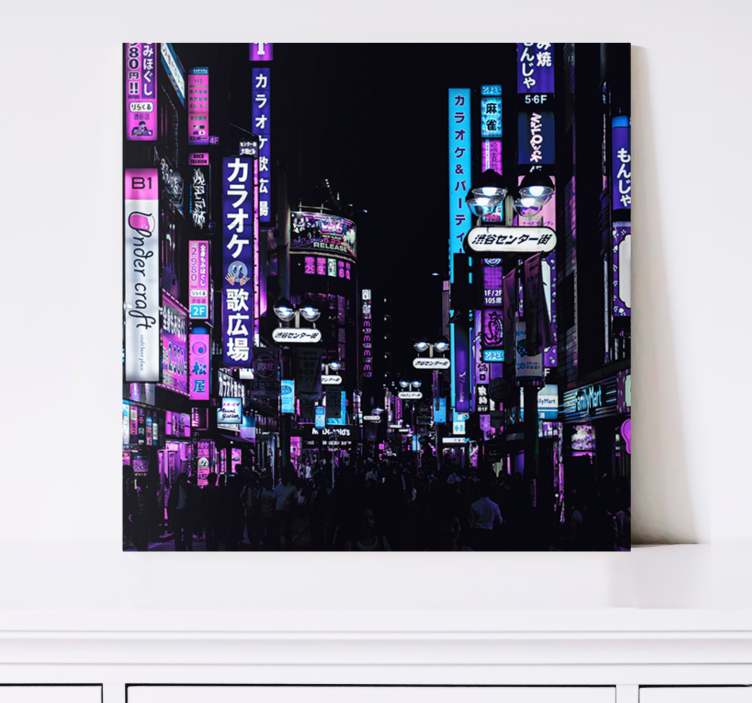 Quadro città e paesi paesaggio notturno urbano - TenStickers