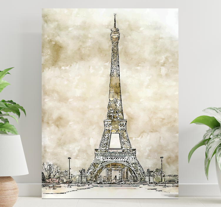 Quadro città e paesi schizzo torre eiffel - TenStickers