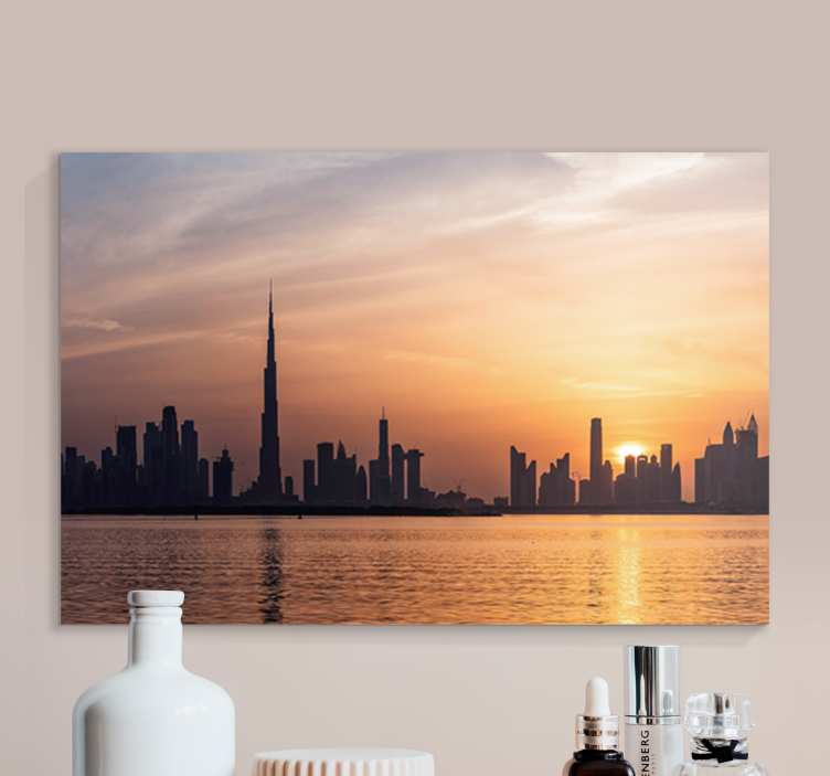 Quadro città e paesi skyline di dubai al tramonto - TenStickers