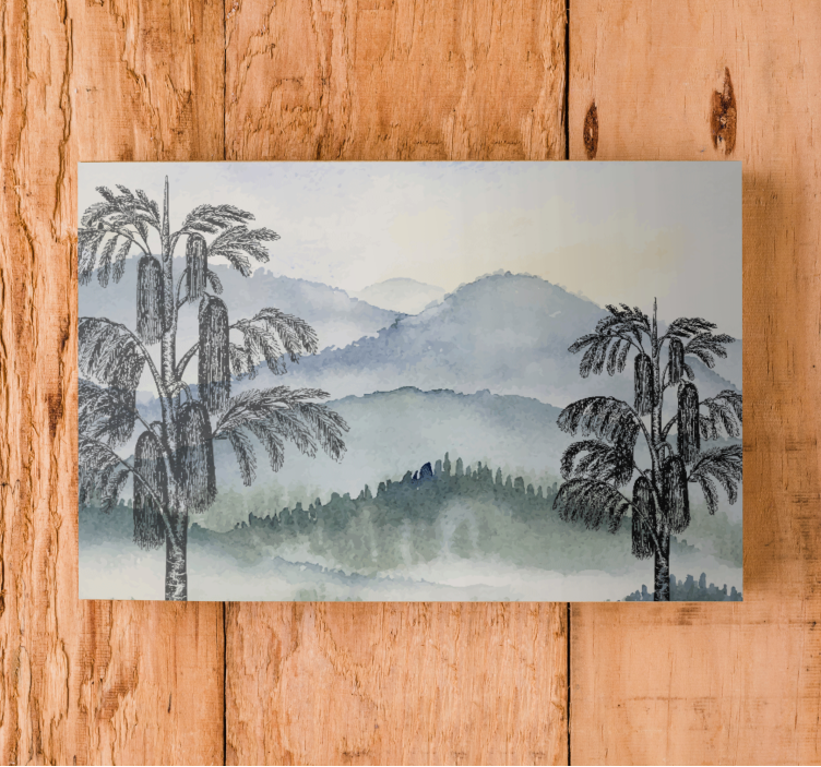 Quadro con alberi paesaggio montano - TenStickers