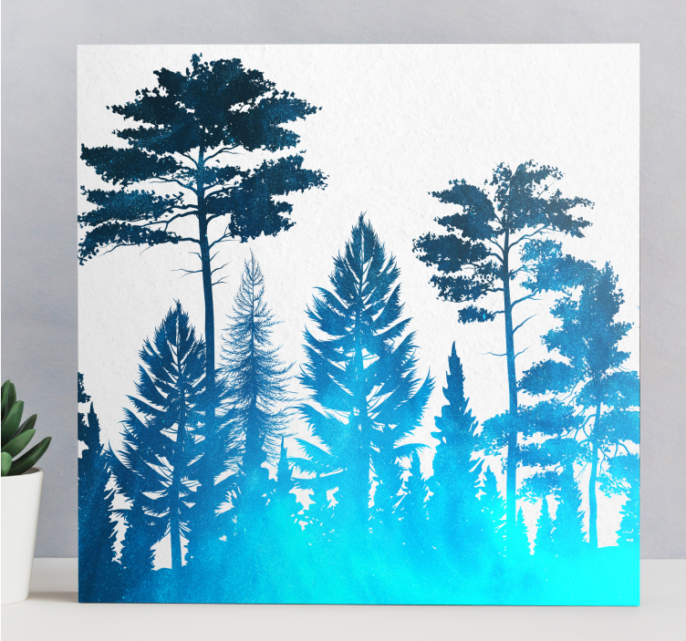 Quadro con alberi scena di foresta in silhouette - TenStickers