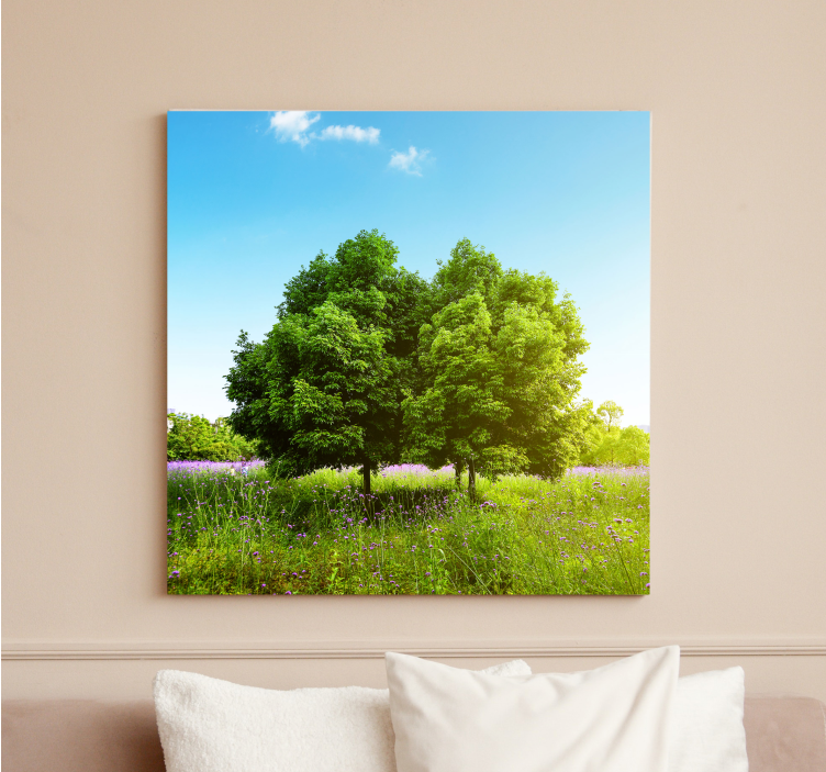 Quadro con alberi scena di verde sereno - TenStickers