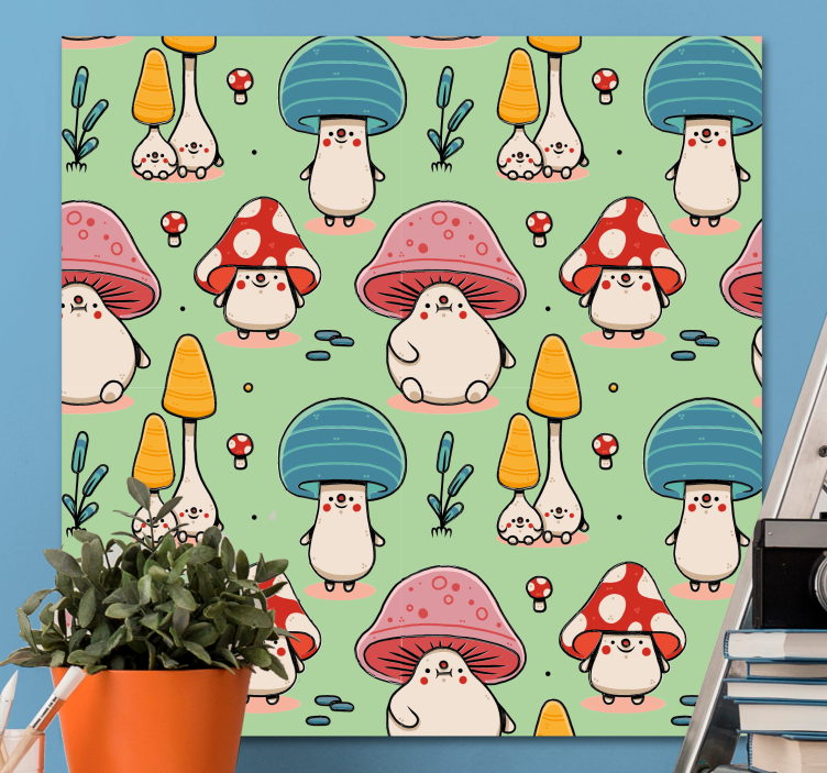 Quadro con animali e insetti creature di funghi carine - TenStickers