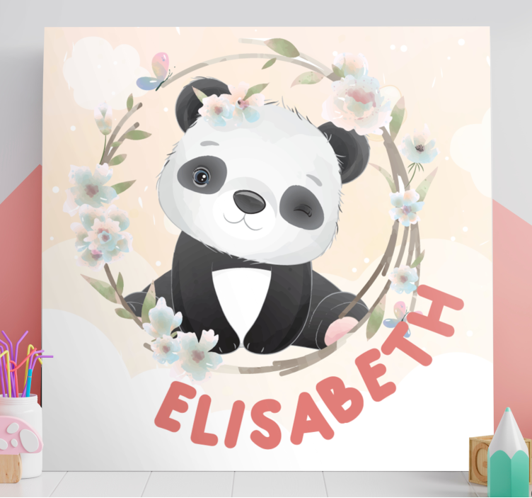 Quadro con animali e insetti design panda carino - TenStickers