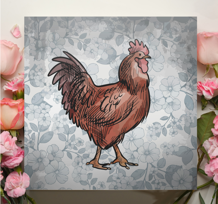 Quadro con animali e insetti figura di pollo incantevole - TenStickers