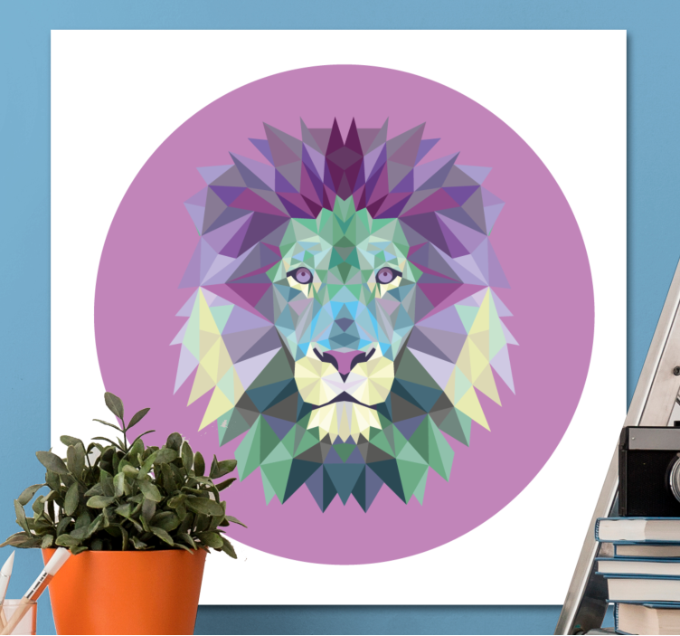 Quadro con animali e insetti geometria testa di leone - TenStickers