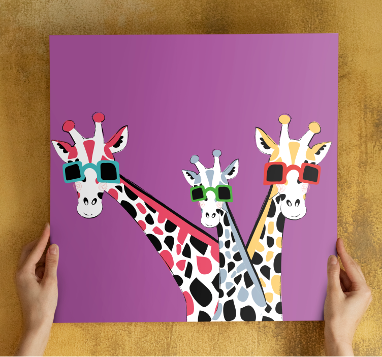 Quadro con animali e insetti giraffe con occhiali da sole - TenStickers