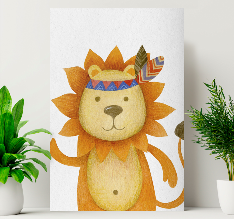 Quadro con animali e insetti leone amichevole - TenStickers