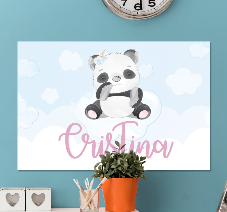 Quadro con animali e insetti personaggio panda carino - TenStickers