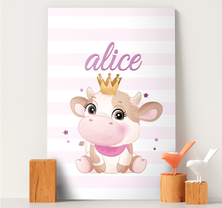 Quadro con animali e insetti principessa mucca carina - TenStickers