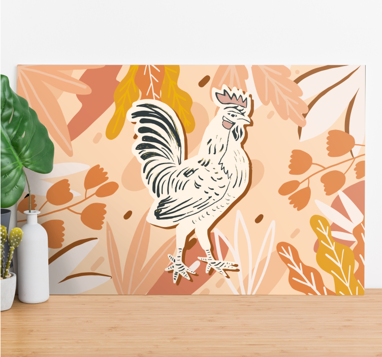 Quadro con animali e insetti ritratto di gallo incantevole - TenStickers