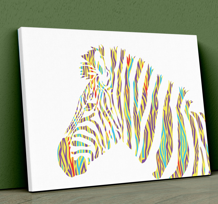Quadro con animali e insetti testa di zebra colorata - TenStickers