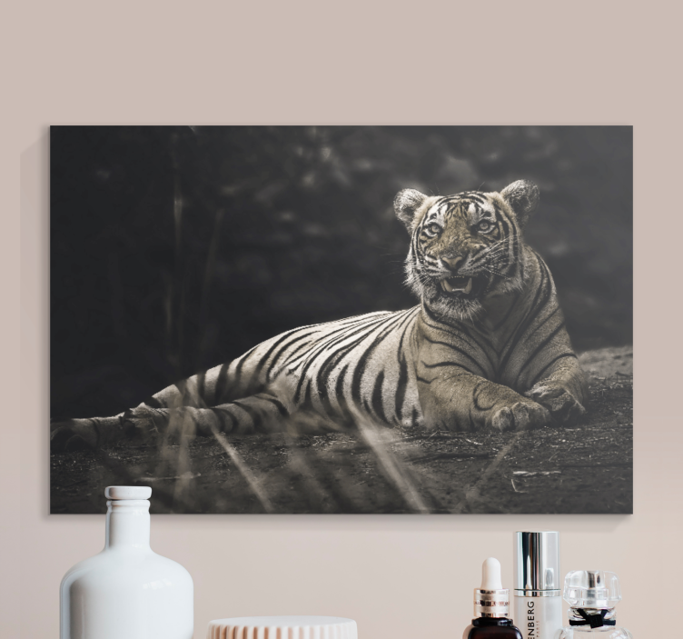 Quadro con animali e insetti tigre maestosa in riposo - TenStickers