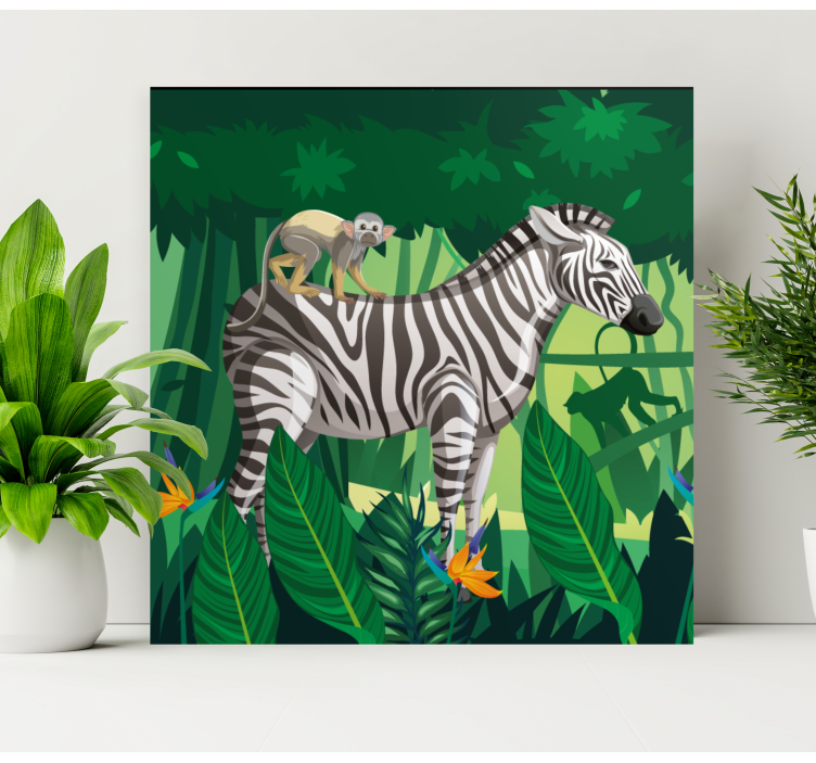 Quadro con animali e insetti zebra e scimmia - TenStickers