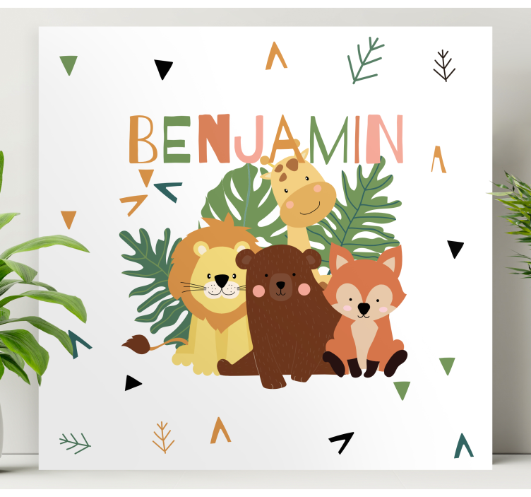 Quadro con animali e nome personalizzabile - TenStickers