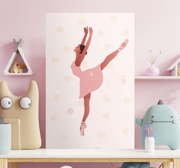 Quadro con ballerina e cuori - TenStickers