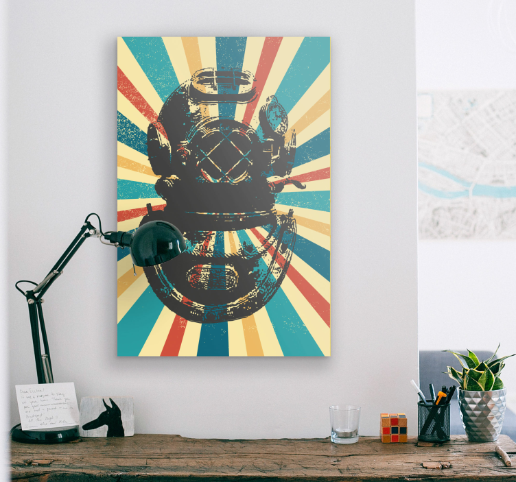 Quadro con casco da subacqueo vintage - TenStickers