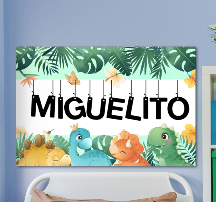 Quadro con cavallo e scena di dinosauri carina - TenStickers