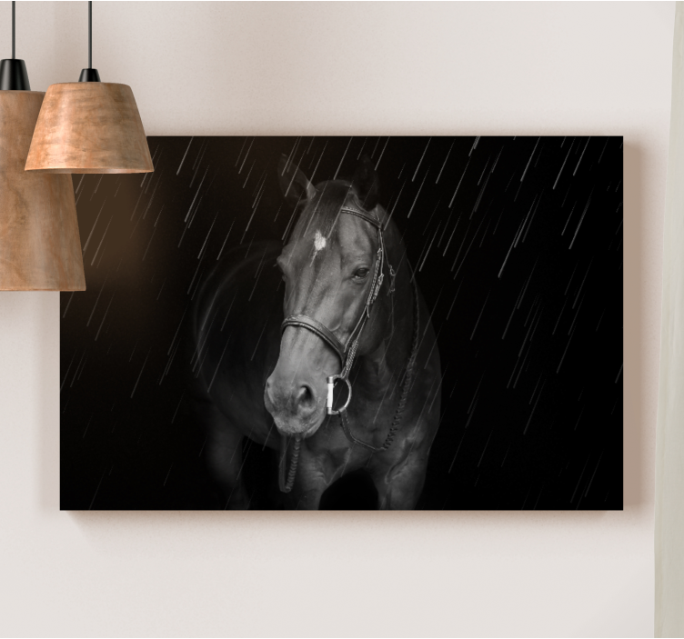 Quadro con cavallo nero maestoso - TenStickers