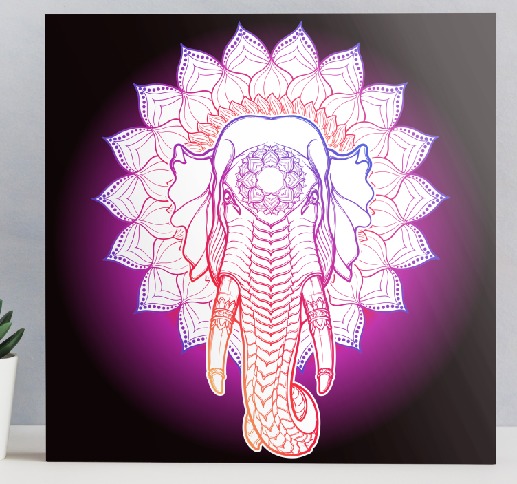 Quadro con elefanti mandala di elefante maestoso - TenStickers