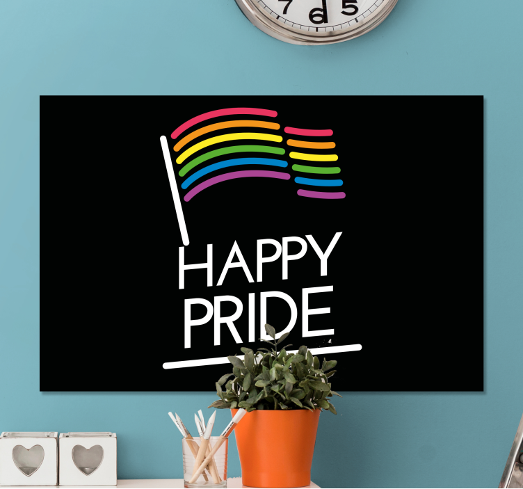 Quadro con frase messaggio della bandiera arcobaleno - TenStickers
