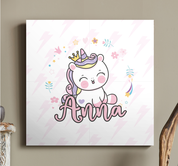 Quadro personalizzabile Bel bambino unicorno - TenStickers