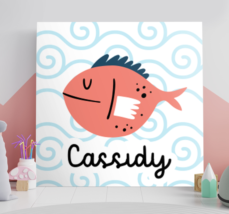 Quadro personalizzabile Pesce sorridente con nome - TenStickers