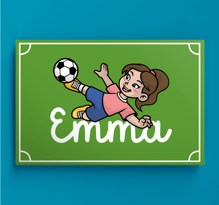 Quadro personalizzabile Ragazza calciatrice con nome - TenStickers