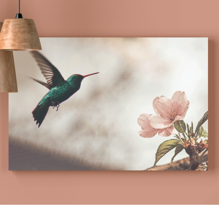 Quadro con uccelli colibrì e fiori - TenStickers