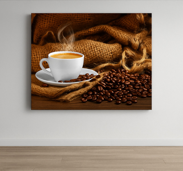 Quadro cucina chicchi di caffè e tazza - TenStickers