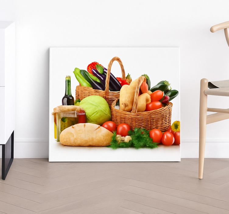Quadro cucina verdure in un cestino - TenStickers