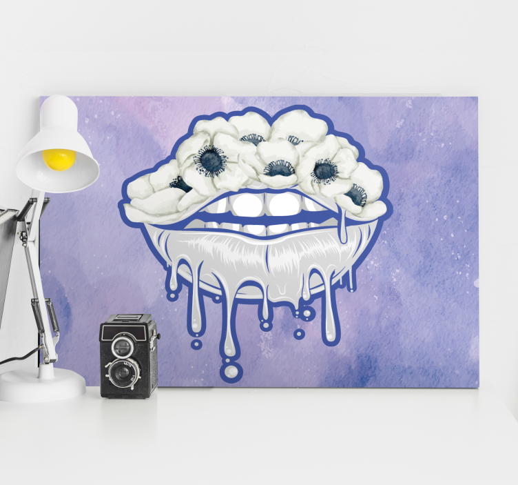 Quadro design ornamentale bocca con fiori - TenStickers