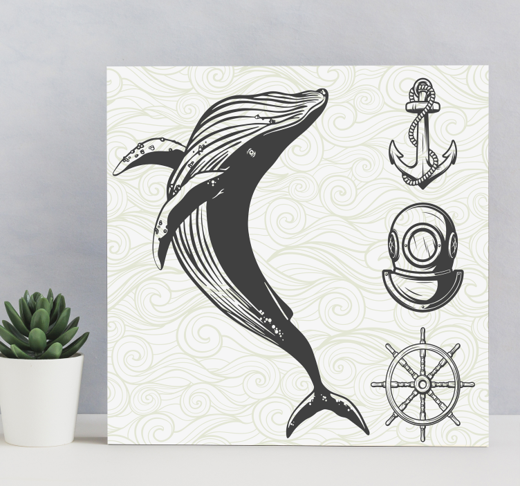Quadro tema marino con balena - TenStickers