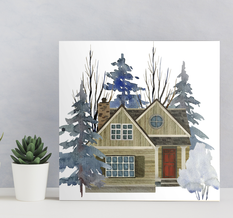 Quadro con casa effetto acquerello - TenStickers