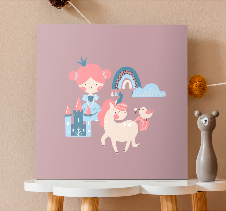 Quadri cameretta neonato principessa unicorno fantasy - TenStickers