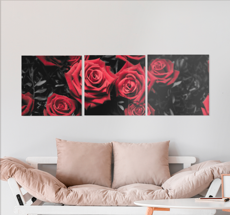 Quadro con fiori Bianco e nero con rose rosse - TenStickers