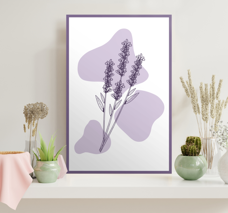 Dipinto fiori disegno pianta di lavanda - TenStickers