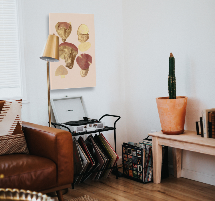 Dipinto fiori e piante raccolta di funghi - TenStickers