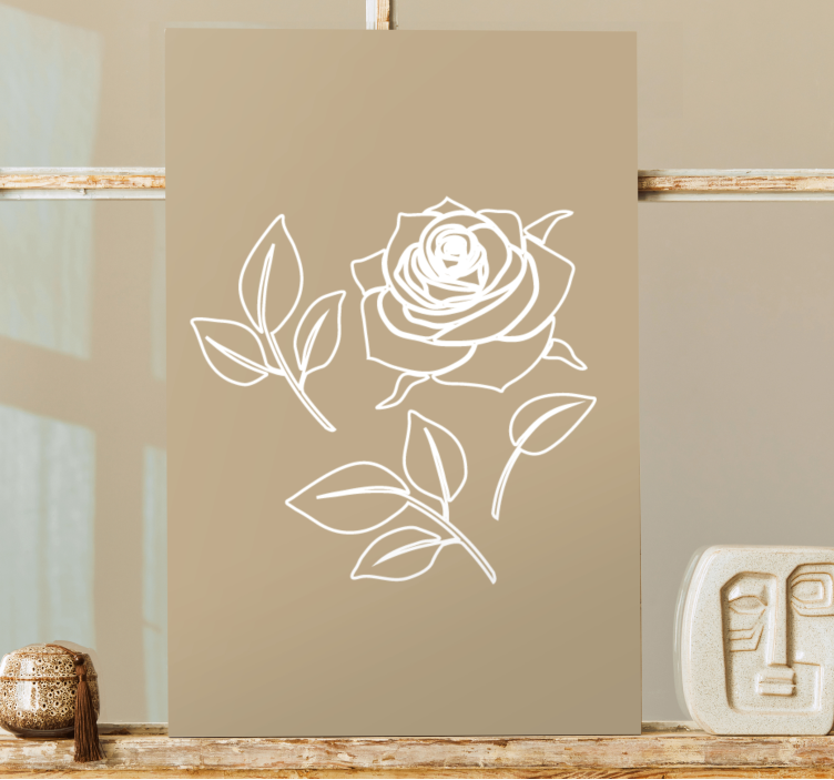 Quadro con fiori Fondo beige dettagliato del modello della rosa - TenStickers