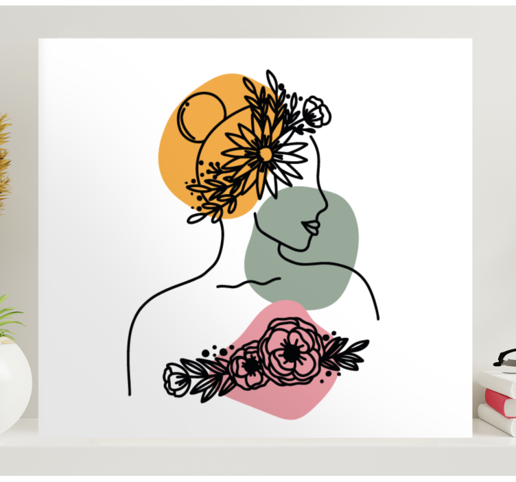 Quadro con fiori Incredibile viso di fiore di donna - TenStickers