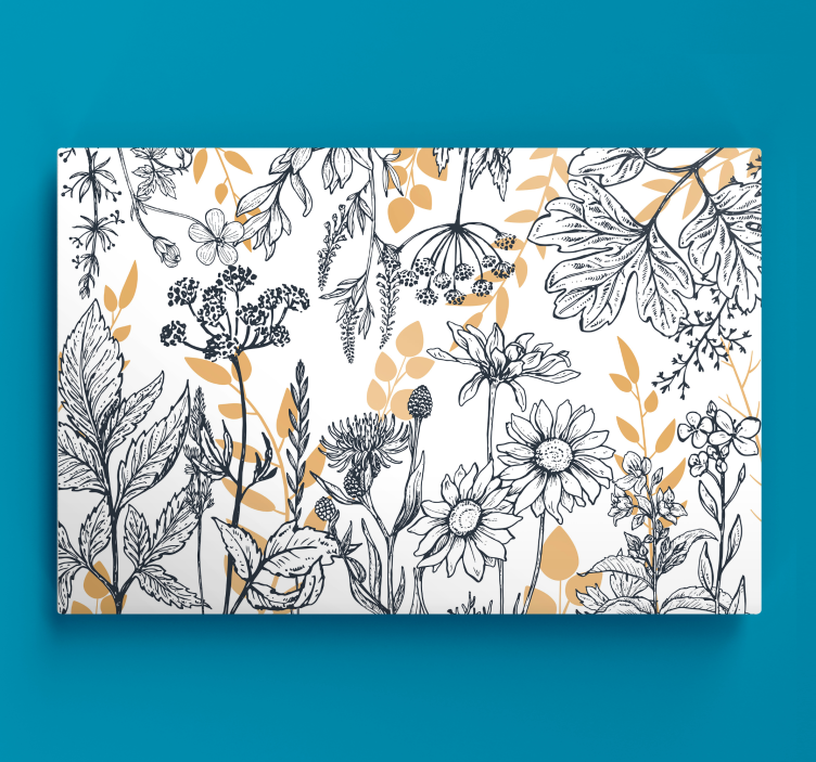 Quadro con fiori Variazione "glamour floreale" con oro - TenStickers