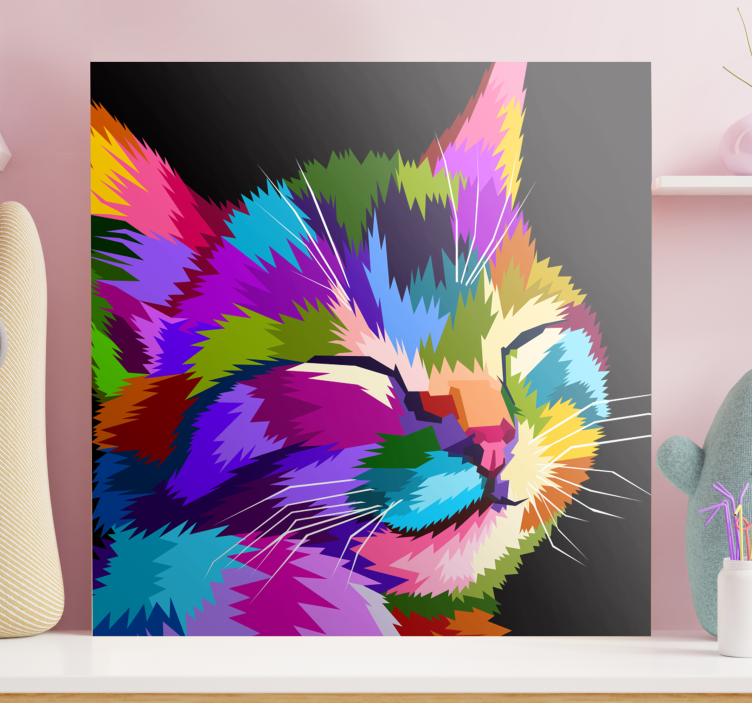 Quadro con gatto colorato effetto pixel - TenStickers