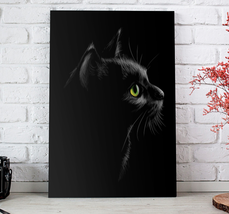 Quadro con gatto nero di profilo - TenStickers