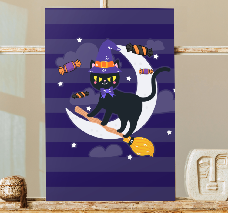 Quadro gatto strega del gatto nero - TenStickers