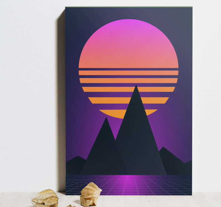 Quadro vintage tramonto di synthwave - TenStickers