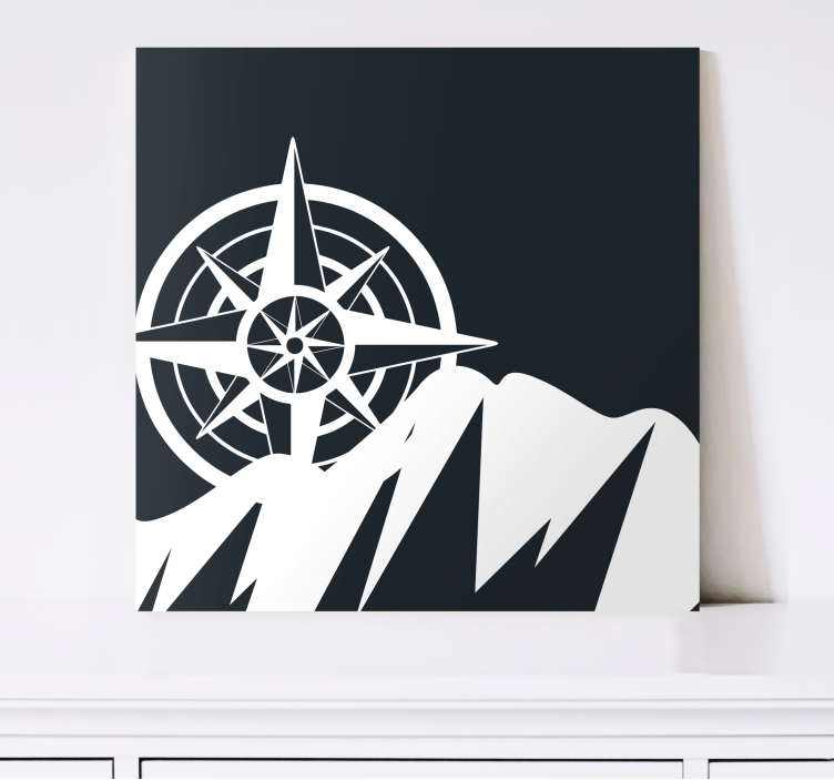 Quadro mappamondo bussola e montagne - TenStickers