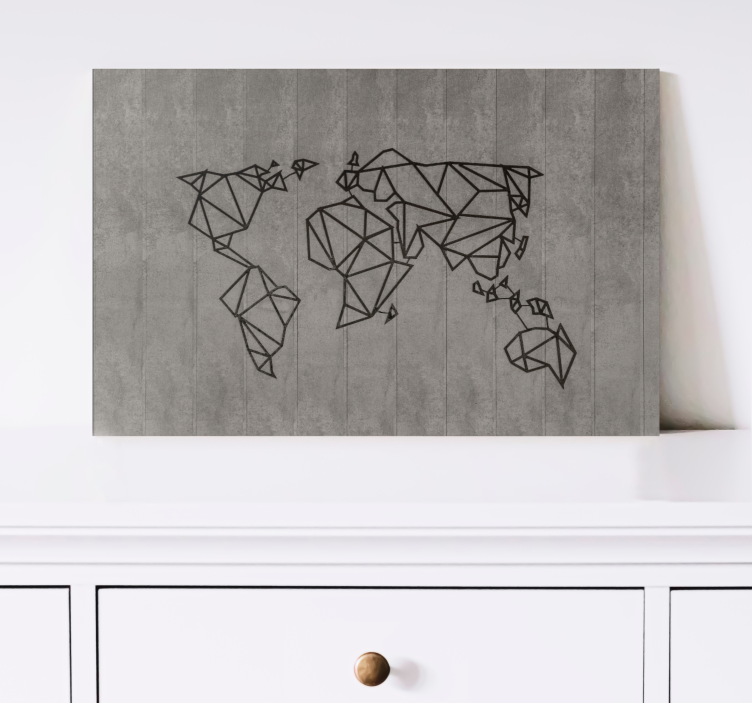 Quadro mappamondo contorno geometrico del mondo - TenStickers