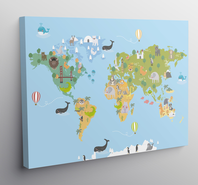 Quadro mappamondo mappa animale fantasiosa - TenStickers