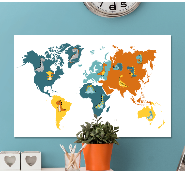 Quadro mappamondo mappa degli animali interattiva - TenStickers
