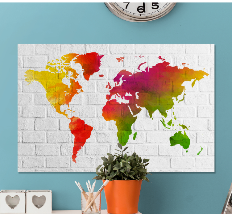 Quadro mappamondo mappa del mondo colorata - TenStickers